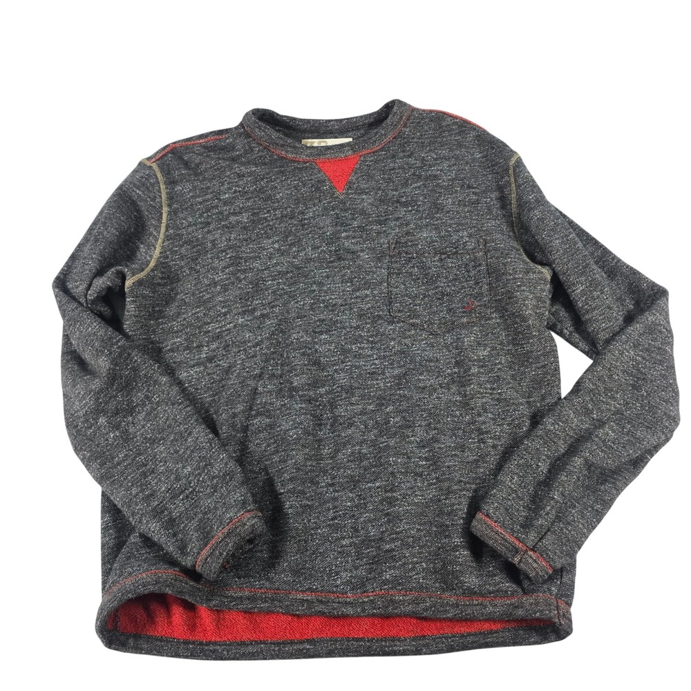 32‎ Bar Blues Mens Charcoal Gray Marl Red Contrast Stitch Pocket Sweatshirt M